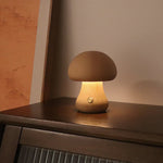 Load image into Gallery viewer, Small portable mushroom night light in light walnut wood, perfect for sustainable nursery or bedroom decor
