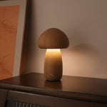 Load image into Gallery viewer, Small portable mushroom night light in light walnut wood, perfect for sustainable nursery or bedroom decor
